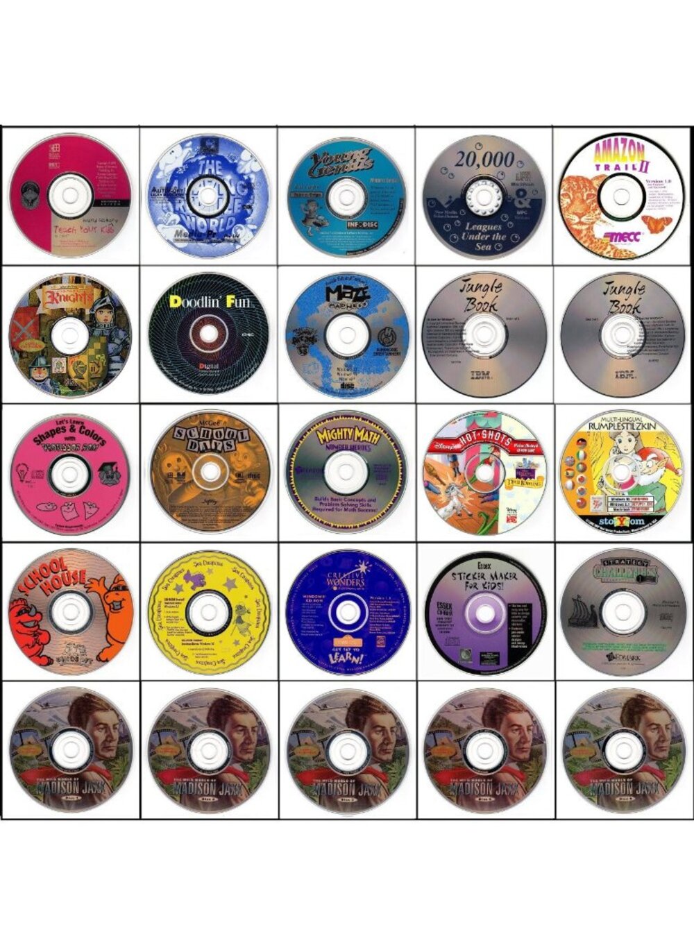 25 CD-ROM Kids Lot #3 (1995-1996) Vintage NEW or Like NEW CD's in Sleeves